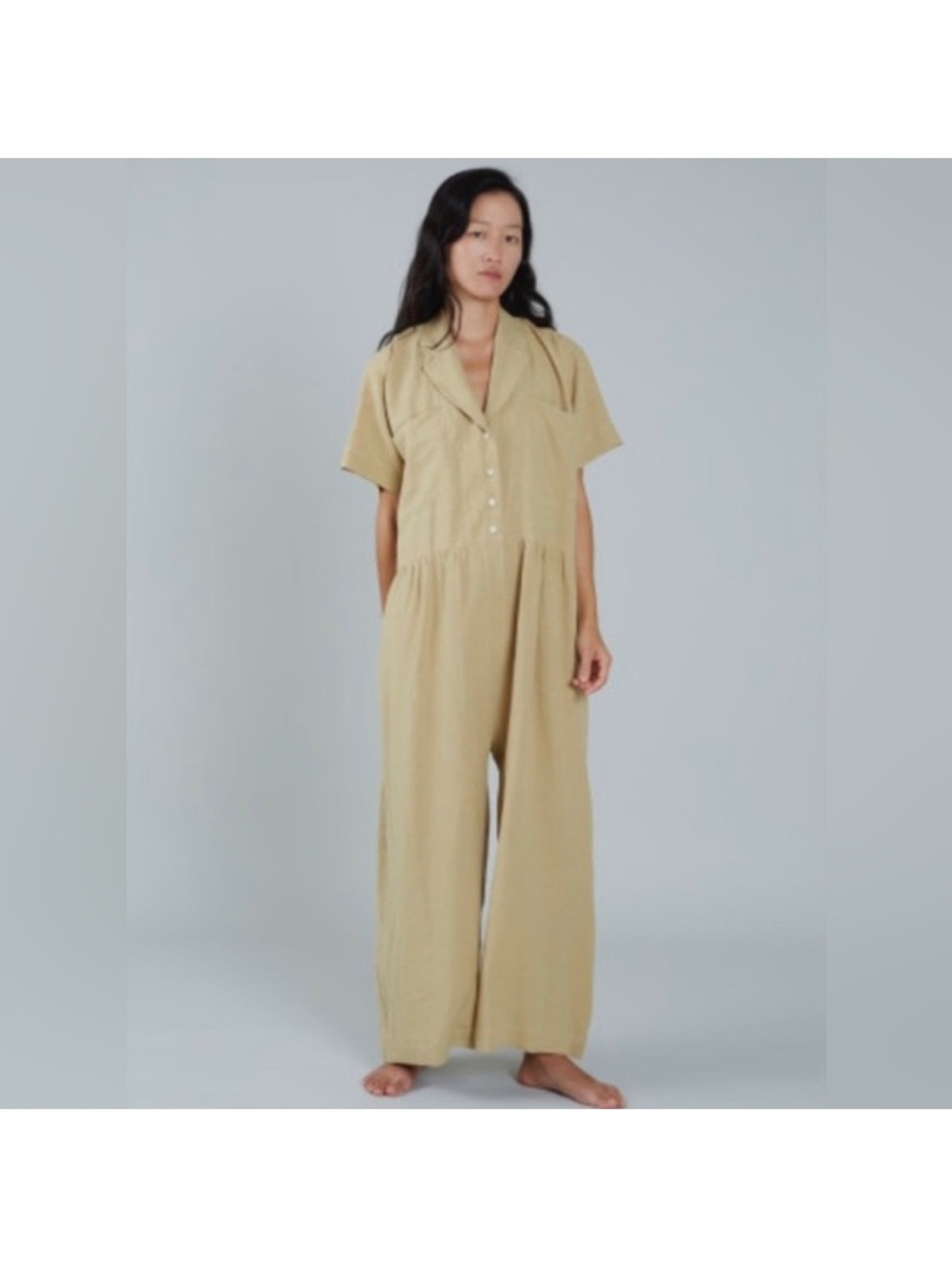 Ilana kohn mapes Relaxed Wide-Leg Jumpsuit in Light Khaki